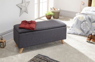 B&Q Gfw Secreto Ottoman Storage Bench Charcoal Grey
