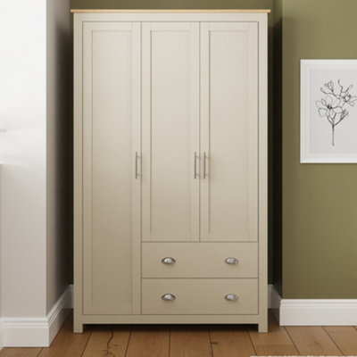B&Q Gfw Lancaster 3 Door 2 Drawer Wardrobe Cream