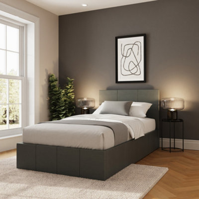 Gfw Side Lift Ottoman Bed - Grey Pu / Single - Image 7