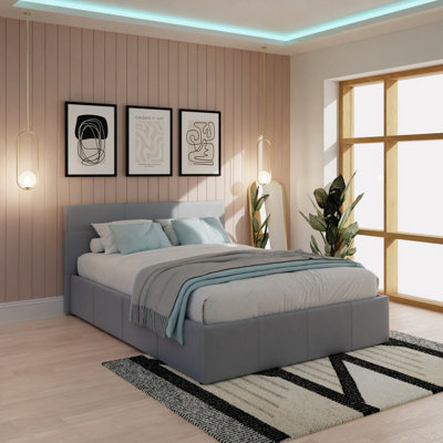 B&Q Grey Gfw End Lift Ottoman Bed 120Cm Double Small