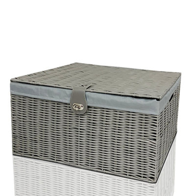 Clarisworld Resin Woven Hamper Basket - Grey - Kids Toy Storage Chest with Lid and Lock - W49 x D35 x H22cm - Image 4