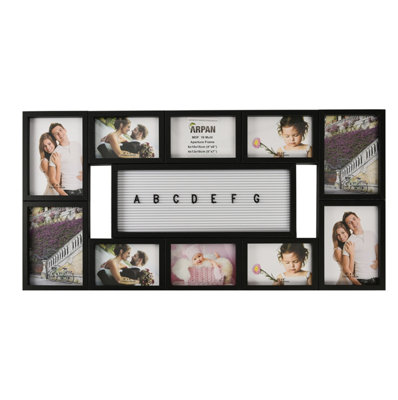 Arpan Multi Aperture Personalised Photo Picture Frame Alphabet Or Number Holds 10 Photos (Black) from B&Q