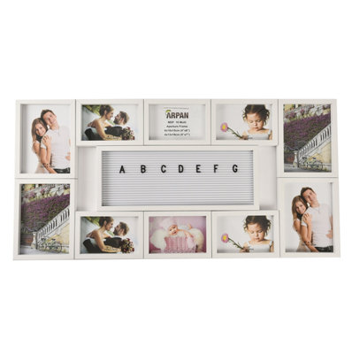 Arpan Multi Aperture Personalised Photo Picture Frame Alphabet Or Number Holds 10 Photos (White) from B&Q