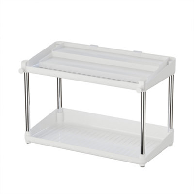 Clarisworld 2 Tier Shelf Spice Rack Organizer Assort With Adjustable TraySpice Rack For Inside Cupboard (Size: 18.9X37.2X32.5Cm) from B&Q