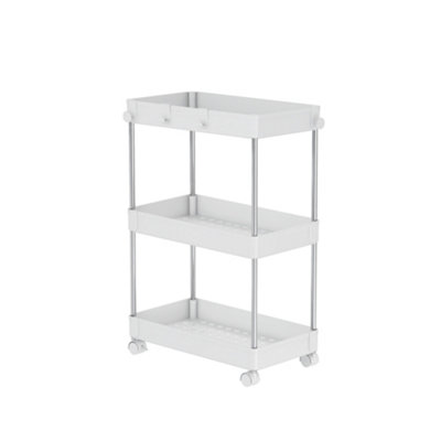 Clarisworld Storage Cart With 3 Tier Rolling Utility Trolley With Lockable Wheels For HomeOffice (3 Tier Storage Cart)