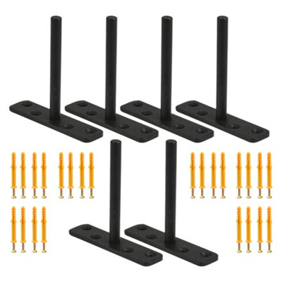 Highdecora Floating Shelf T Brackets Mounted Solid Steel Hidden Brackets For Wood Shelves 6Pcs With Screws & Plugs (Black100mm) from B&Q