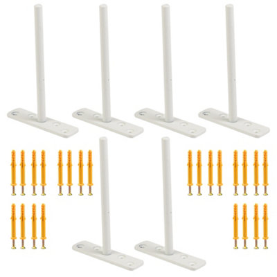 Highdecora Floating Shelf T Brackets Mounted Solid Steel Hidden Brackets For Wood Shelves 6Pcs With Screws & Plugs (White150mm) from B&Q
