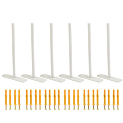 Highdecora Floating Shelf T Brackets Mounted Solid Steel Hidden Brackets For Wood Shelves 6Pcs With Screws & Plugs (White200mm) from B&Q