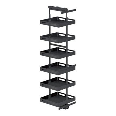 Highdecora Kitchen Larders Pull Out Solid Grey Finish BasketsD49Cm Soft CloseAdjustable Height 6 Layers W240mm-W300mm from B&Q