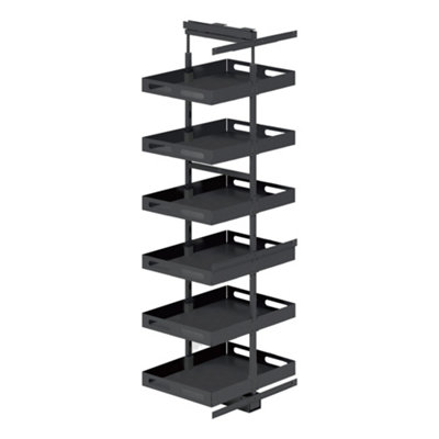 Highdecora Kitchen Larders Pull Out Solid Grey Finish BasketsD49Cm Soft CloseAdjustable Height 6 Layers W340mm-W400mm from B&Q