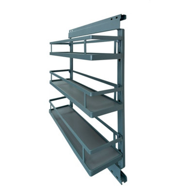 Highdecora Pull Out Kitchen Cabinet Basket Triple Layer Spice Rack StorageSoft CloseSilver Grey For 200mm Cabinet (3-Layers) from B&Q