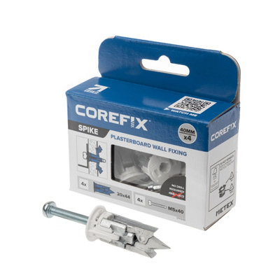 Corefix Spike Plasterboard Fixing. 4Pk With M5X40mm Screws from B&Q