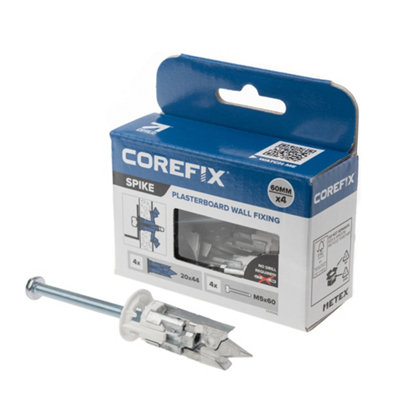 Corefix Spike Plasterboard Fixing. 4Pk With M5X60mm Screws from B&Q