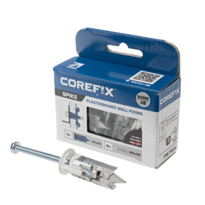 Corefix Spike Plasterboard Fixing. 8Pk With  M5X60mm Screws from B&Q