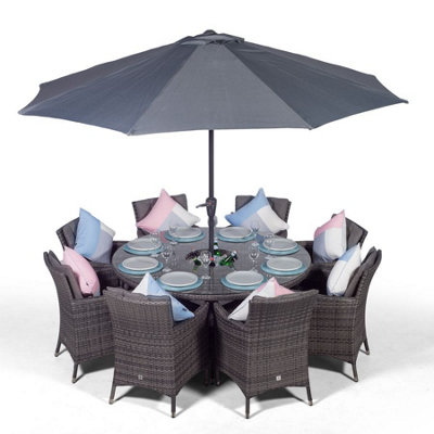 That's Furniture Savannah Round 8 Seater Rattan Dining Set With Ice Bucket Drinks CoolerGrey from B&Q