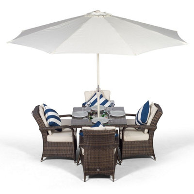 That's Furniture Arizona Square 4 Seater Patio Dining Set With Ice Bucket Drinks CoolerBrown from B&Q