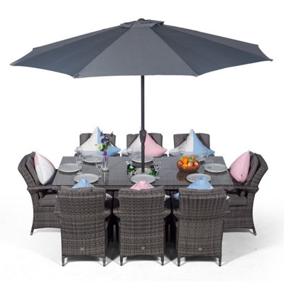 That's Furniture Arizona Rectangle 8 Seat Rattan Dining Set With Ice Bucket Drinks CoolerGrey from B&Q