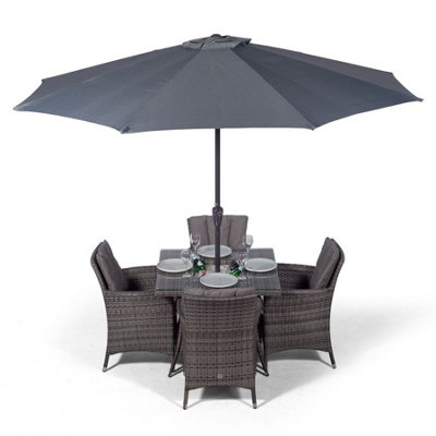 That's Furniture Savannah Square 4 Seater Patio Dining Set With Ice Bucket Drinks Cooler - Grey