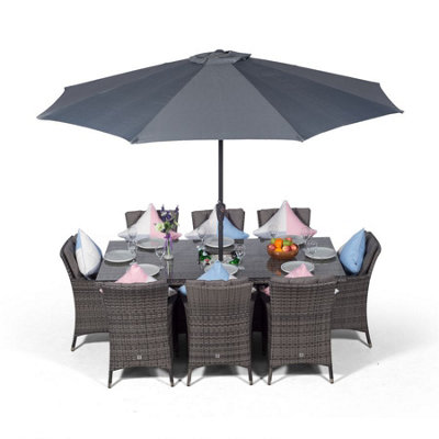 That's Furniture Savannah Rectangle 8 Seat Rattan Dining Set With Ice Bucket Drinks CoolerGrey from B&Q
