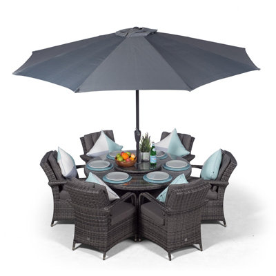That's Furniture Arizona Round 6 Seater Rattan Patio Dining SetGrey from B&Q
