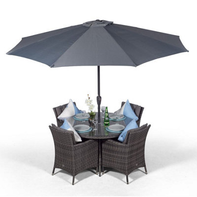 That's Furniture Savannah Round 4 Seater Rattan Patio Dining SetGrey from B&Q