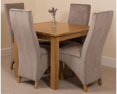 B&Q -  Oslo 90 X 90 Cm Oak Small Dining Table And 4 Chairs Dining Set With Lola Grey Fabric Chairs
