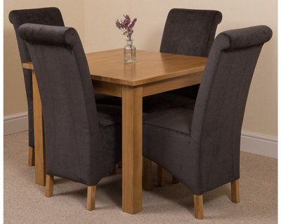 That's Furniture Black Oslo 90 X 90 Cm Oak Dining Table And 4 Chairs Dining Set With Montana Fabric Chairs Small
