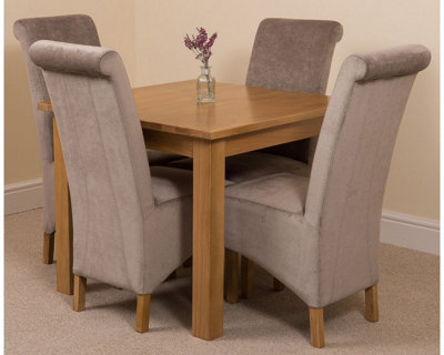 That's Furniture Grey Oslo 90 X 90 Cm Oak Dining Table And 4 Chairs Dining Set With Montana Fabric Chairs Small