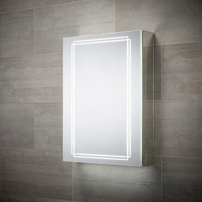 Sensio Harlow Wall-Mounted Illuminated Mirrored Bathroom Cabinet With Shaver Socket (W)500mm (H)700mm from B&Q