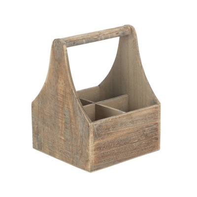 Red Hamper Db033 Wood Oak Effect Four Bottle Wooden Carrier from B&Q