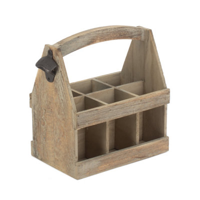 Red Hamper Db034 Wood Oak Effect Six Bottle Wooden Carrier from B&Q