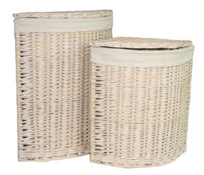 Red Hamper H082 Wicker Set Of 2 Corner White Wash Laundry Basket With A White Lining from B&Q