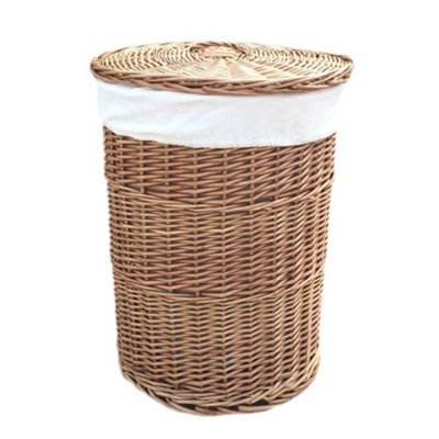 B&Q -  H097W/2 Wicker Large Light Steamed Round Laundry Baskets With White Lining