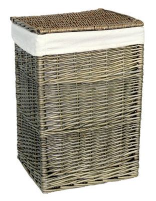 Red Hamper H022 1 Wicker Small Antique Wash Square Laundry Basket from B&Q