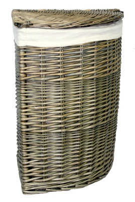 Red Hamper H034 1 Wicker Antique Wash Small Corner Laundry Basket from B&Q