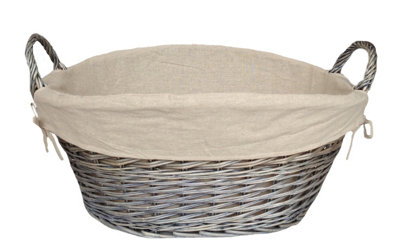 Hamper H038 Wicker Antique Wash Lined Laundry Basket Red