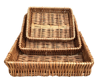 Red Hamper Pt063-065 Wicker Shallow Tray Set Of 3 from B&Q