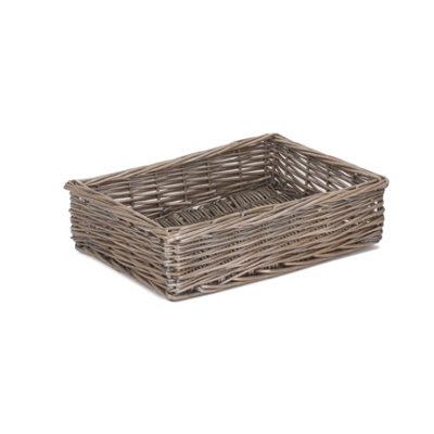 Hamper Pt078 Wicker Medium Antique Wash Straight Sided Tray Red