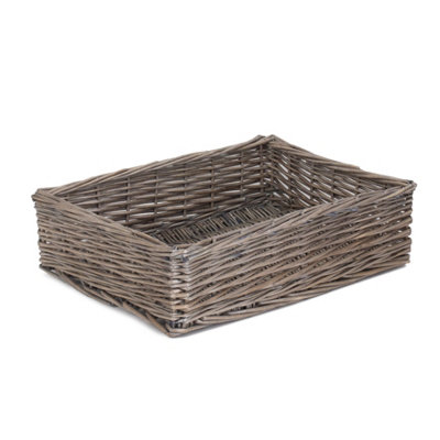 Red Hamper Pt079 Wicker Large Antique Wash Straight Sided Tray from B&Q