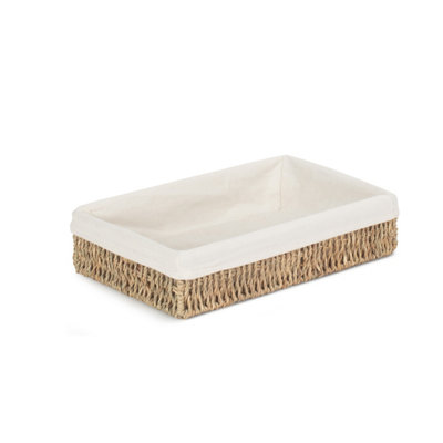 Red Hamper Pt080L Small Lined Rectangular Seagrass Tray from B&Q