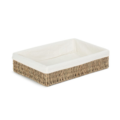 Red Hamper Pt081L Medium Lined Rectangular Seagrass Tray from B&Q