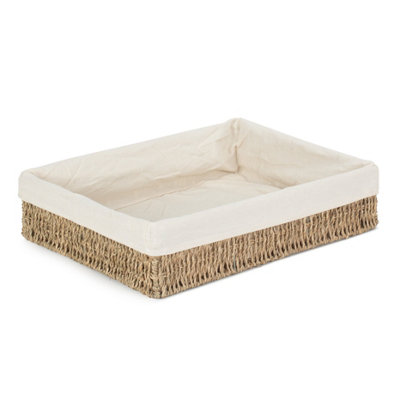 Red Hamper Pt083L Extra Large Lined Rectangular Seagrass Tray from B&Q
