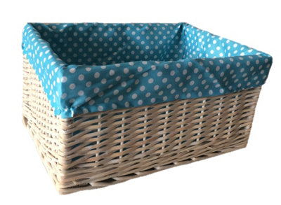 Hamper St002b-03 Wicker Spotty Lined Open Storage Basket Large Red/Blue