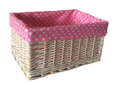 Red Hamper Red/Pink Hamper St002p/2 Wicker Spotty Lined Storage Basket Medium