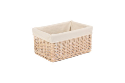 Red Hamper St002W/2 Wicker Medium White Lined Storage Basket from B&Q