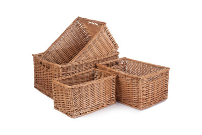 Hamper St018 Wicker Double Steamed Open Storage Baskets Set Of 4 Red