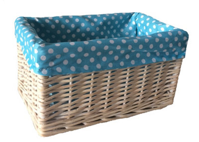 Red Hamper Red/Blue Hamper St002b-01 Wicker Spotty Lined Open Storage Basket Small