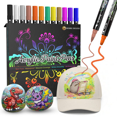 Desire Deluxe Acrylic Paint Pens For Rock Painting Stone Ceramic Glass Wood Canvas Set Of 12 Non Toxic Water Based Markers Great Artists Supplie from B&Q