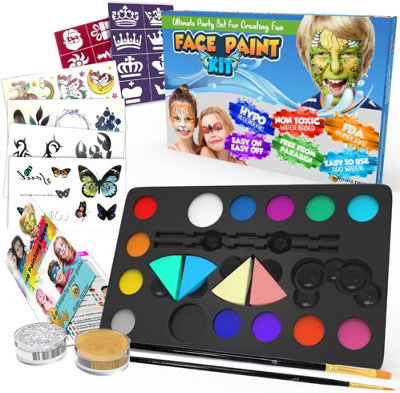 Desire Deluxe Face Painting Kit For Kids 16 Colors Of Easy To Use And Hypoallergenic Makeup Face Paint Professional Halloween Makup Kit