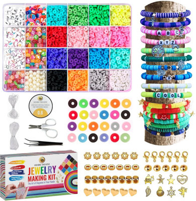 B&Q -  Bracelet Necklace Making KitClay Beads Friendship JewelleryLetters And Crafts Making KitElastic Rubber Pend